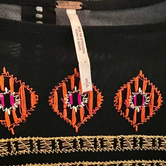 NWOT! Free People La Cienega Embroidered Ruffle Black Top! - Picture 8 of 8